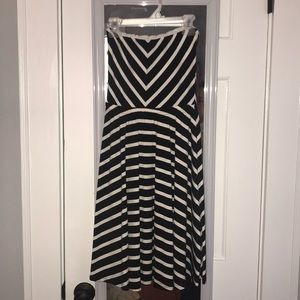 Black & White Striped Strapless Dress